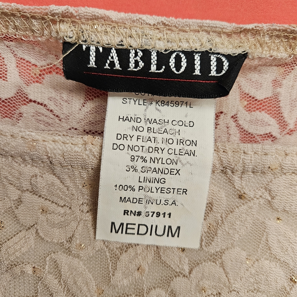 Sheer Back, Tan Lace Blouse for Women - Picture 2 of 4